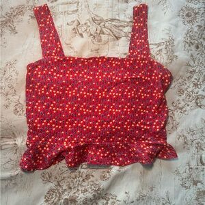 Red Patterned Women's Top